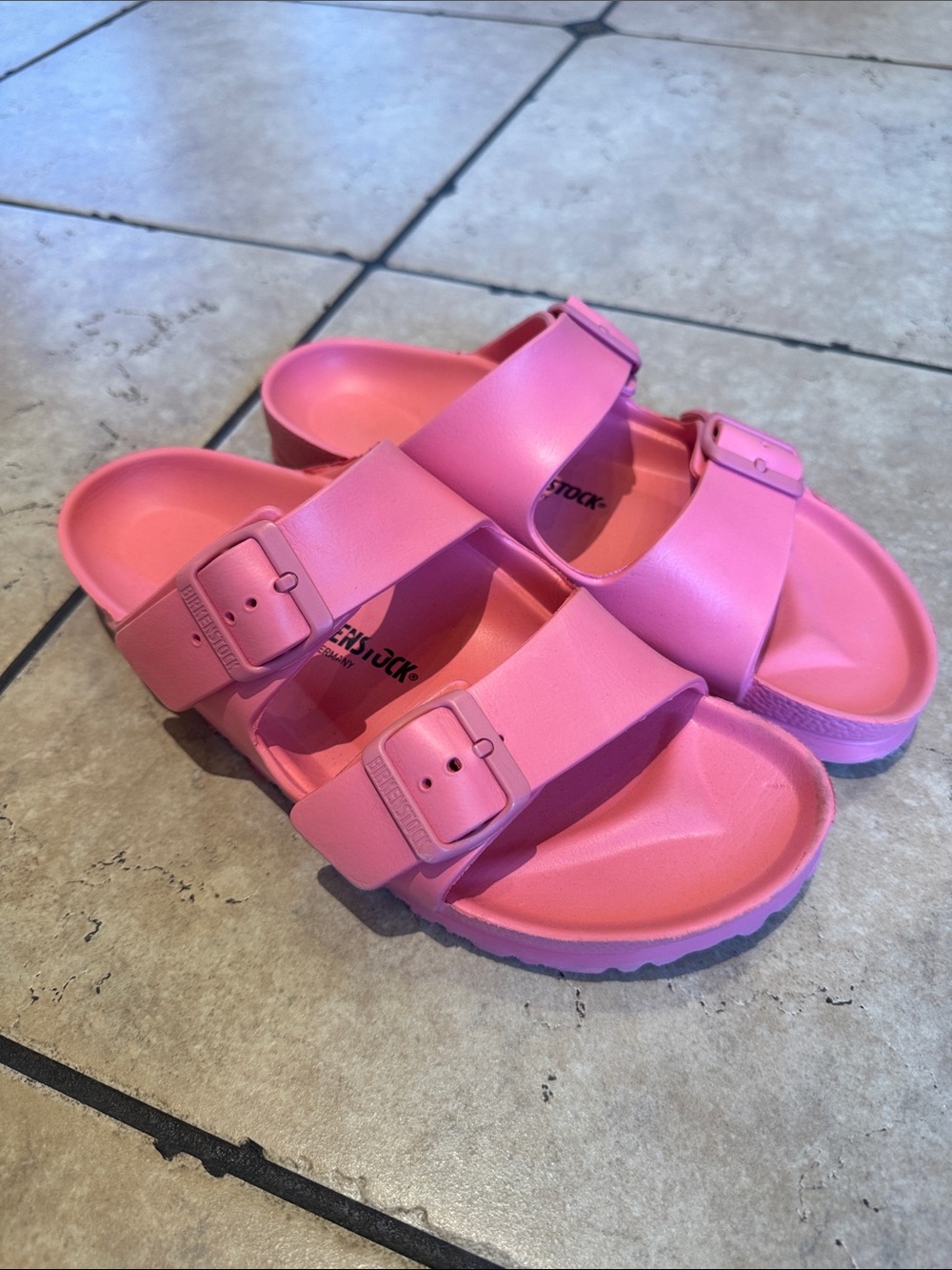 Birkenstock Pink EVA Two-Strap Slide Sandals size 7